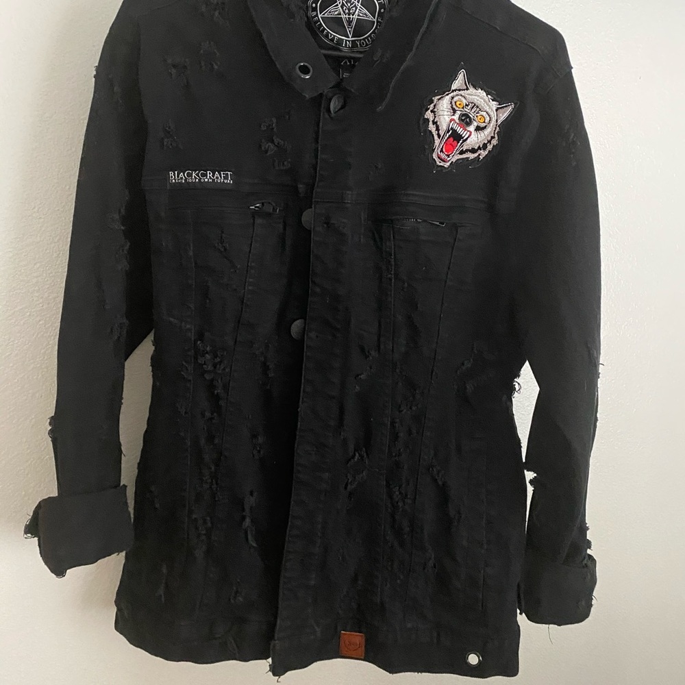One of a kind BlackCraft Cult black denim jacket